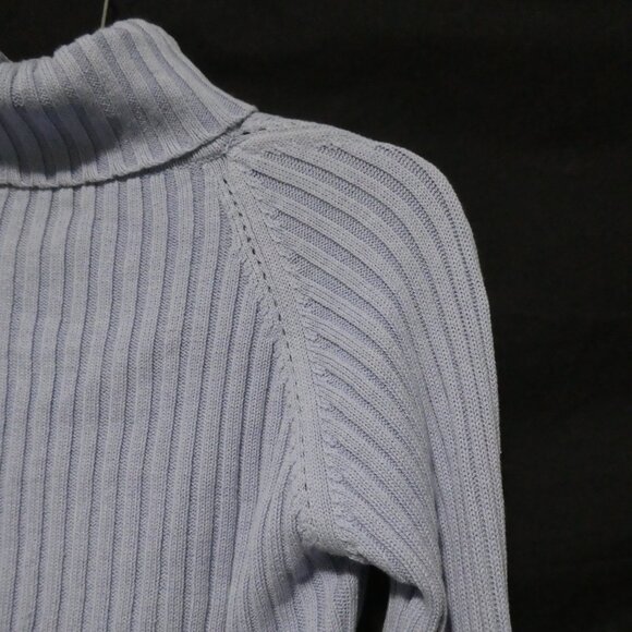 TRISTAN & ISEUT | medium | Light Blue Turtleneck Ribbed Sweater | 100% Cotton - Picture 11 of 16
